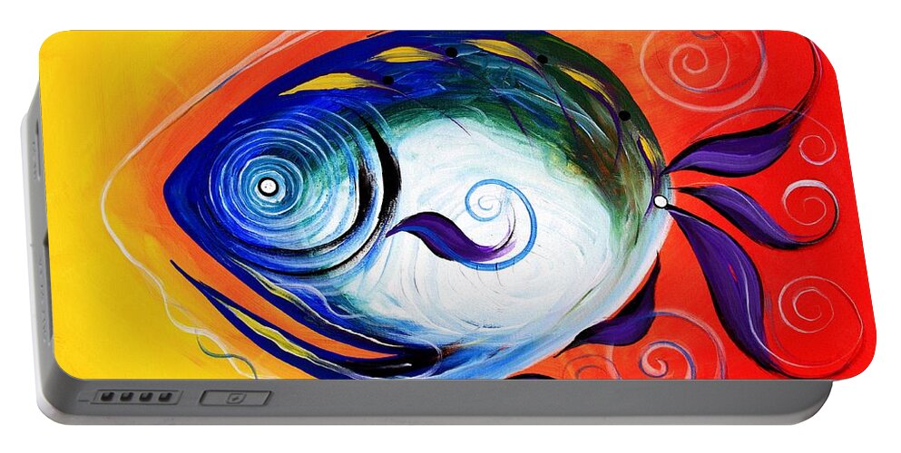 Fish Portable Battery Charger featuring the painting Positive Fish by J Vincent Scarpace