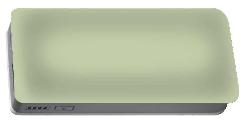 Green Portable Battery Charger featuring the digital art Pratt and Lambert 2019 Mellon Green - Sage Green 18-28 Solid Color by PIPA Fine Art - Simply Solid