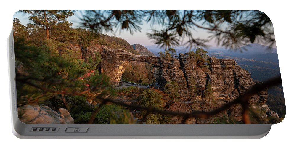 Outdoors Portable Battery Charger featuring the photograph Prebischtor in the evening light by Andreas Levi