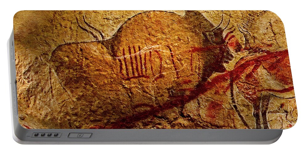 Bison Portable Battery Charger featuring the digital art Prehistoric Bison by Weston Westmoreland