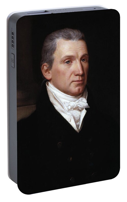 James Monroe Portable Battery Charger featuring the painting President James Monroe Portrait - John Vanderlyn - 1816 by War Is Hell Store