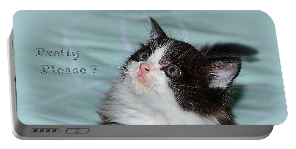 Pretty Please Portable Battery Charger featuring the photograph Pretty Please? Cute Kitten by Kaye Menner by Kaye Menner
