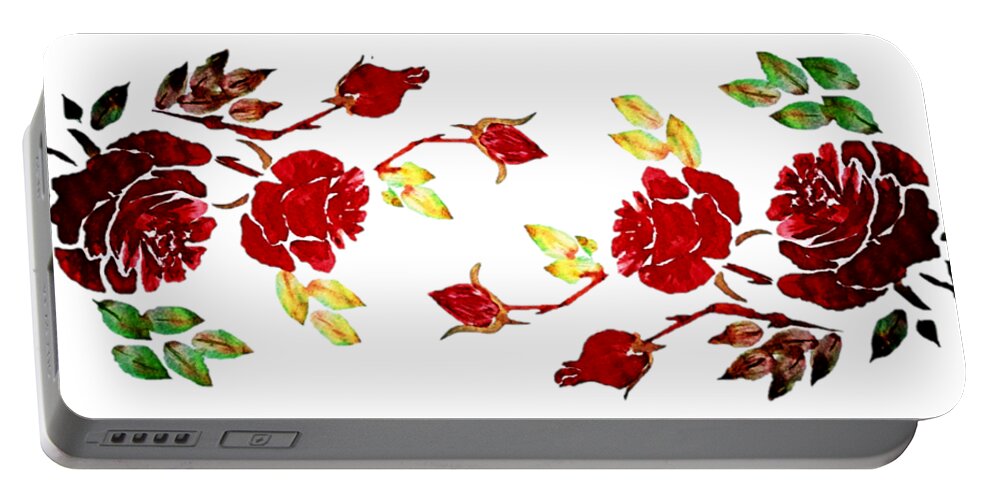 Pretty Portable Battery Charger featuring the painting Pretty Red Rose Watercolor Transparent Background YOU CHOOSE THE COLOR for Cups by Delynn Addams