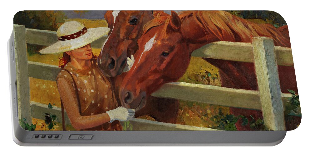 Figurative Art Portable Battery Charger featuring the painting Pretty Woman by Carolyne Hawley