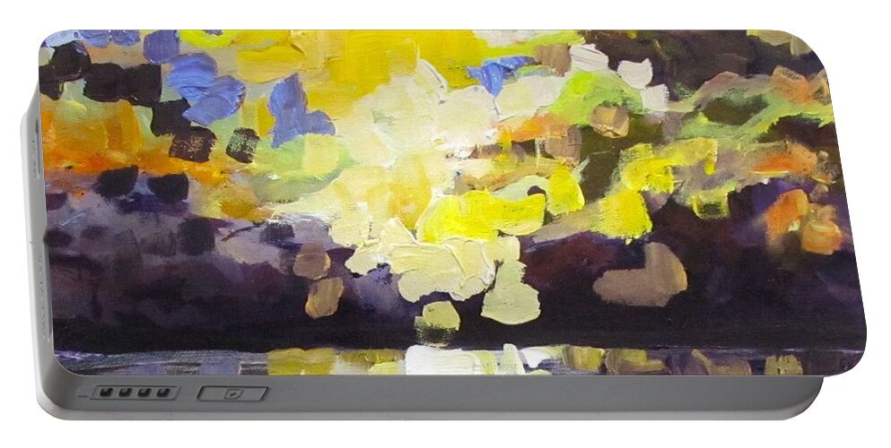 Sky Portable Battery Charger featuring the painting Primarily Yellow sky by Barbara O'Toole