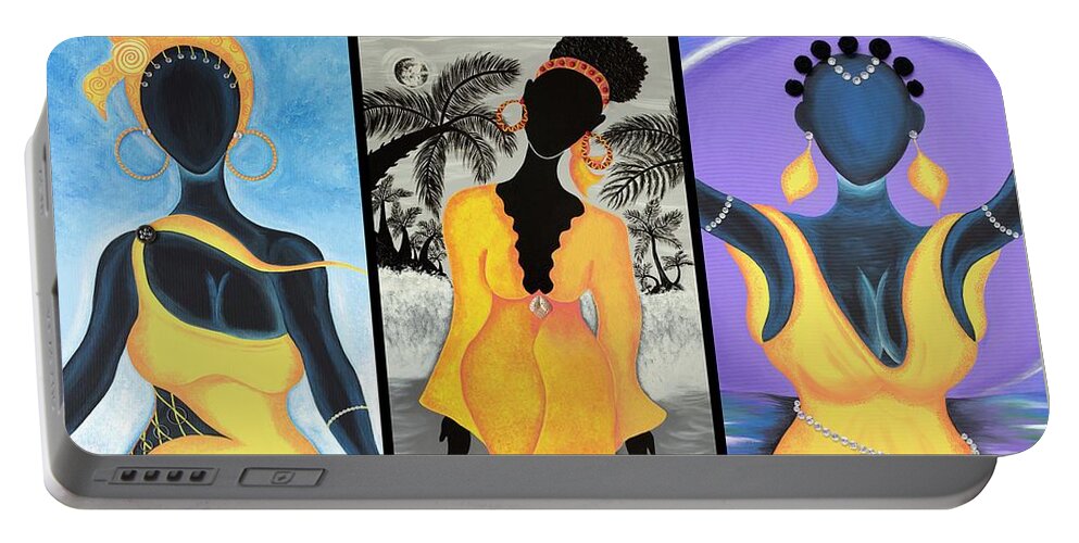 Sabree Portable Battery Charger featuring the painting Prosperity Edition by Patricia Sabreee