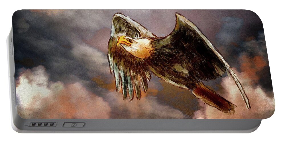 Eagle Portable Battery Charger featuring the digital art Proud and Resolute by Lois Bryan