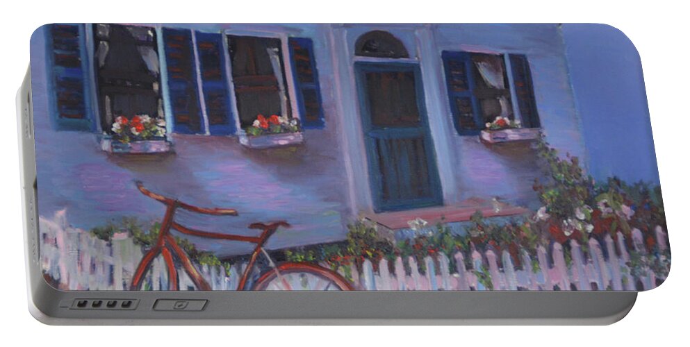 Provincetown Cottage Portable Battery Charger featuring the painting Provincetown Cottage by Beth Riso
