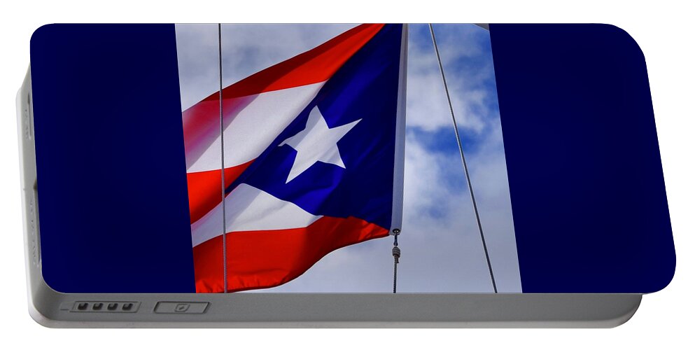 Puerto Rico Portable Battery Charger featuring the photograph Puerto Rico Boat Flag by Debra Grace Addison