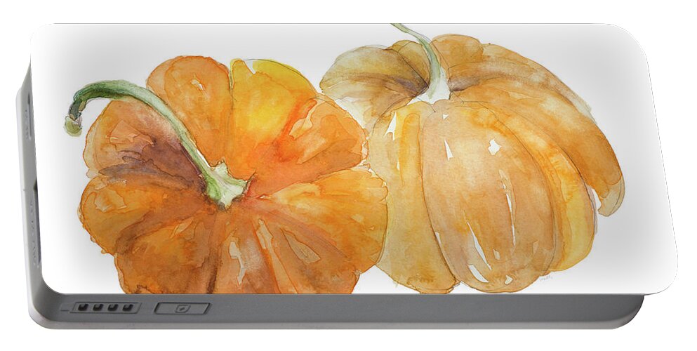 Pumpkin Portable Battery Charger featuring the mixed media Pumpkin Harvest II by Lanie Loreth
