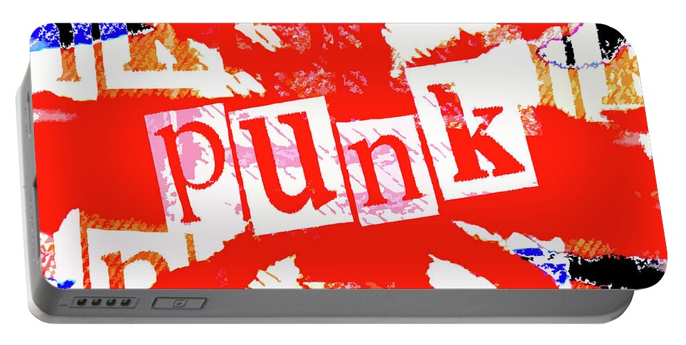 Punk Portable Battery Charger featuring the digital art Punk Union Jack Graphic by Roseanne Jones