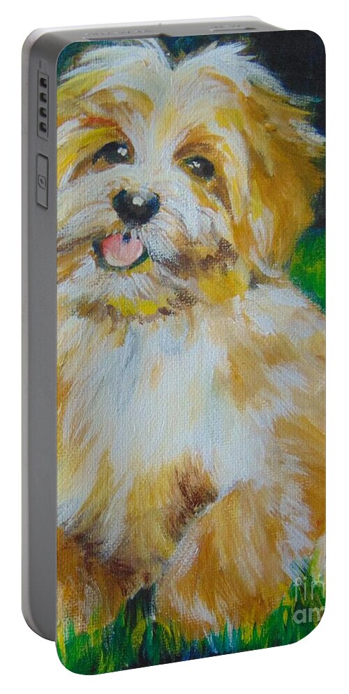 Terrier Portable Battery Charger featuring the painting Puppy by Saundra Johnson