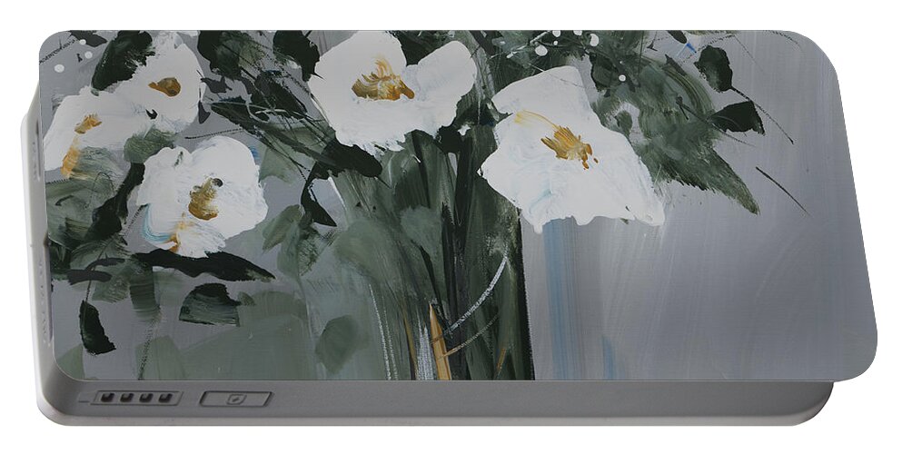 White Portable Battery Charger featuring the painting Purity by Terri Einer