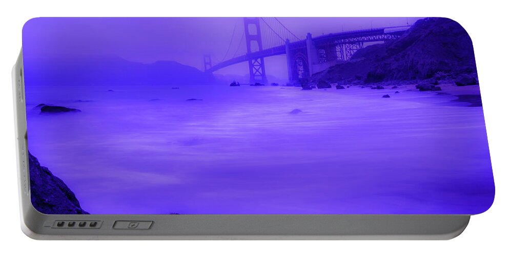 S.f. Portable Battery Charger featuring the photograph Purple Golden Gate Fog by Mike Long
