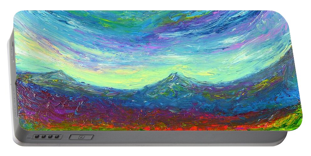 Nature Portable Battery Charger featuring the painting Purple Hug by Chiara Magni