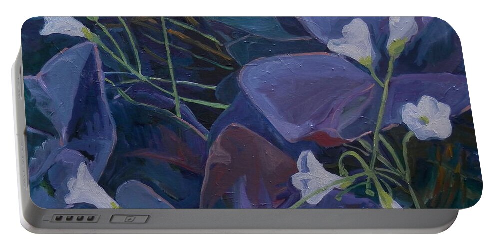Oxalis Triangularis Portable Battery Charger featuring the painting Purple Rain by Martha Tisdale