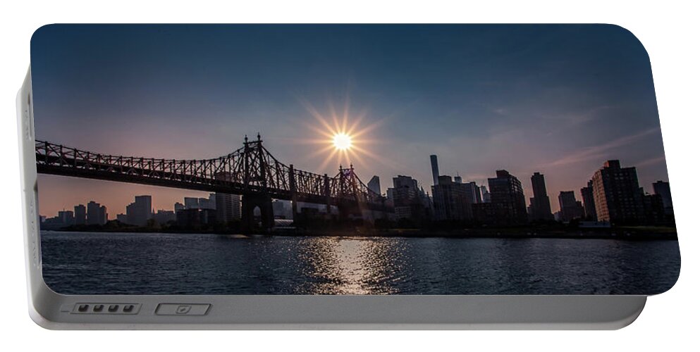 New York Sunset Portable Battery Charger featuring the photograph Queensboro Bridge by Chris Spencer