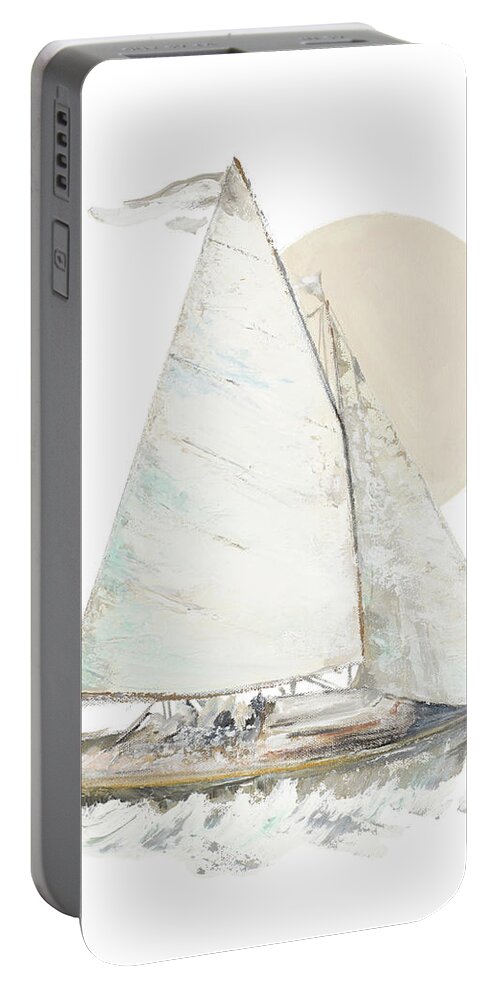 Sailboat Portable Battery Charger featuring the painting Quiet Sailboat by Patricia Pinto