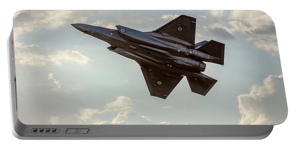 Australia Portable Battery Charger featuring the photograph RAAF F-35A Lightning II Joint Strike Fighter by Chris Cousins