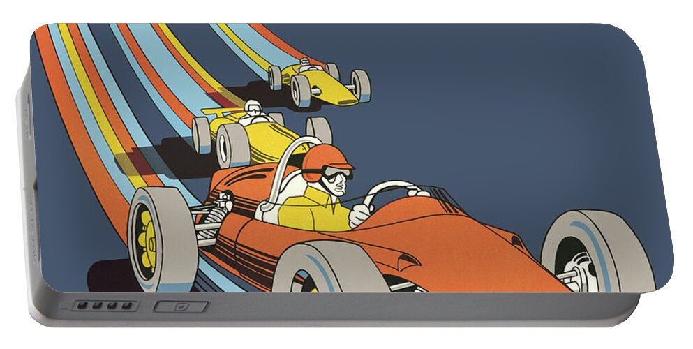 Auto Portable Battery Charger featuring the drawing Race Cars by CSA Images