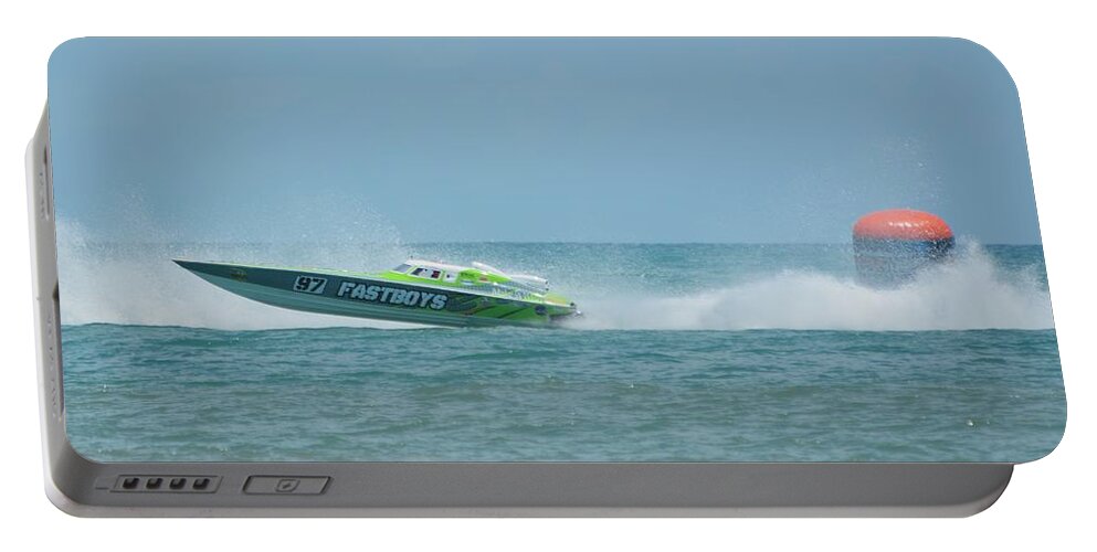 Superboat Portable Battery Charger featuring the photograph Racing Powerboat Fastboys by Bradford Martin