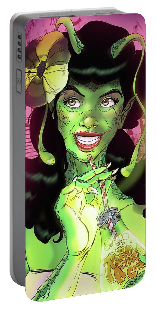 Illustration Portable Battery Charger featuring the digital art Radioactive Girl by Kynn Peterkin