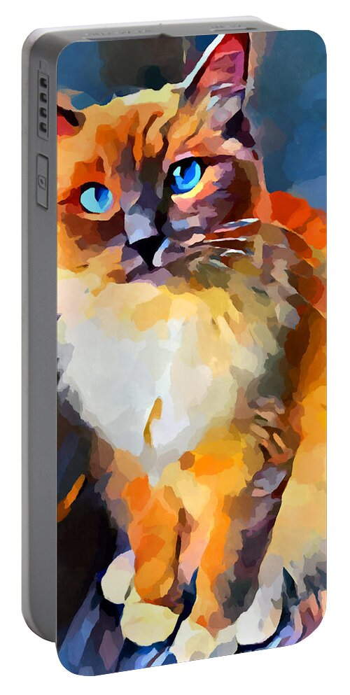 Animal Portable Battery Charger featuring the painting Ragdoll 2 by Chris Butler