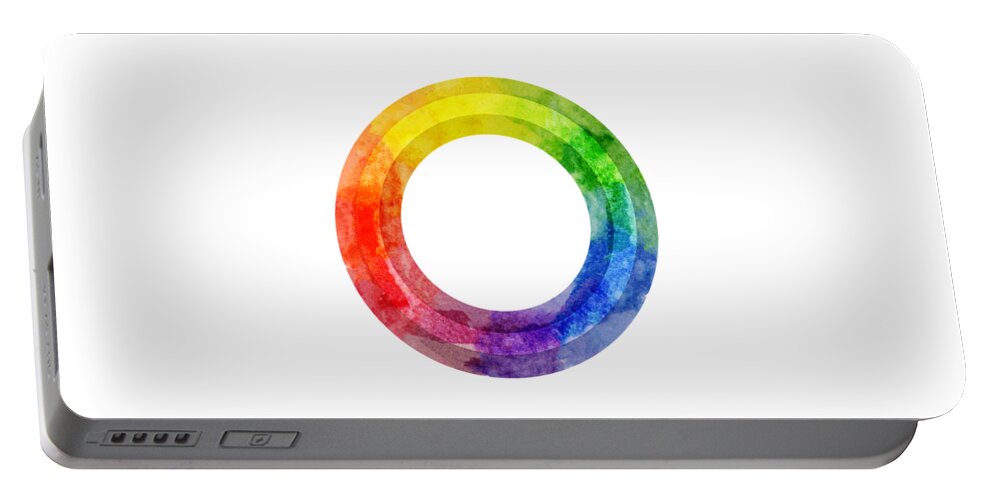 Colorful Portable Battery Charger featuring the painting Rainbow Color Wheel by Lauren Heller