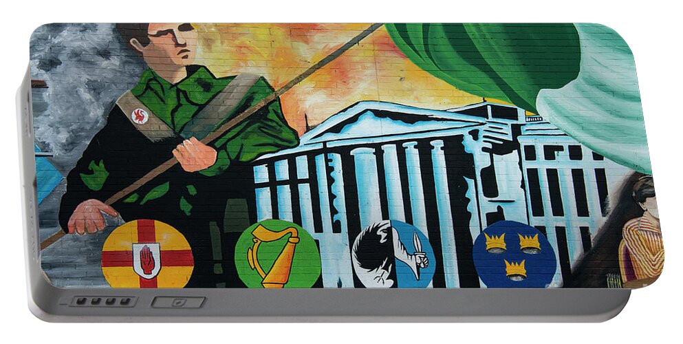 Belfast Portable Battery Charger featuring the photograph Raising the Flag Mural by Bob Phillips