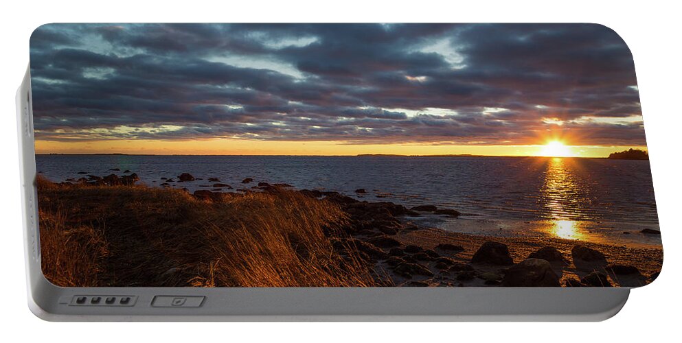 Barn Island Portable Battery Charger featuring the photograph Randall Point Sunset at Barn Island - Stonington CT by Kirkodd Photography Of New England