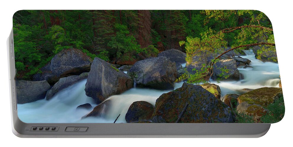 River Portable Battery Charger featuring the photograph Rapids and lights by Amazing Action Photo Video