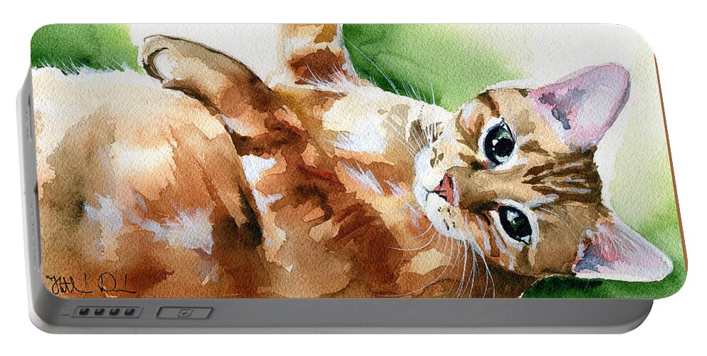 Ready For A Belly Rub Portable Battery Charger featuring the painting Ready For A Belly Rub by Dora Hathazi Mendes