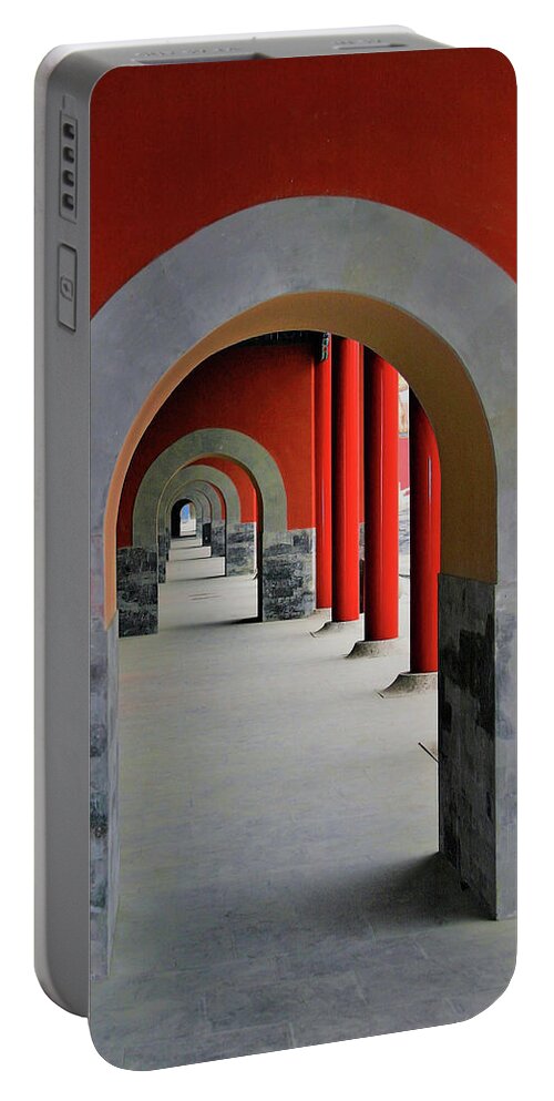 Forbidden City Portable Battery Charger featuring the photograph Red Arches Inside The Forbidden City, Beijing, China by Leslie Struxness