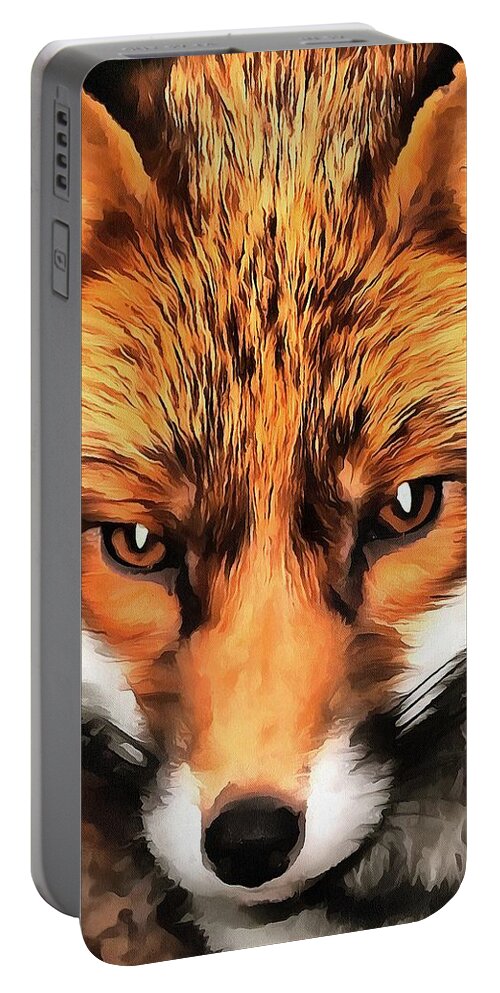 Cute Portable Battery Charger featuring the painting Red Fox by Taiche Acrylic Art