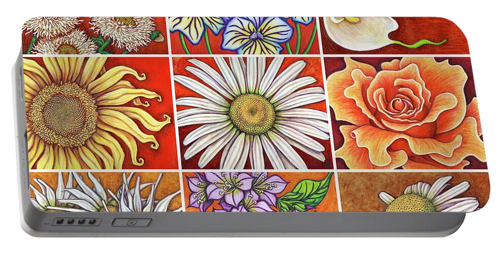 Garden Portable Battery Charger featuring the painting Red Garden Patchwork by Amy E Fraser