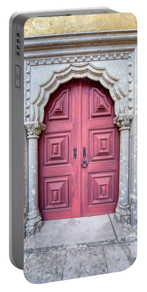Door Portable Battery Charger featuring the photograph Red Medieval Door by David Letts