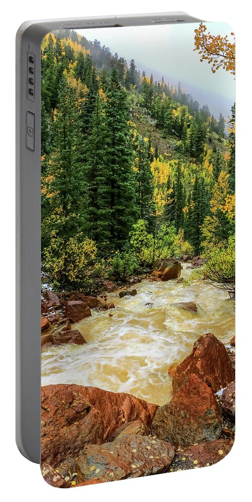 Aspen Tree Portable Battery Charger featuring the photograph Red Mountain Creek in San Juan Mountains by Dawn Richards