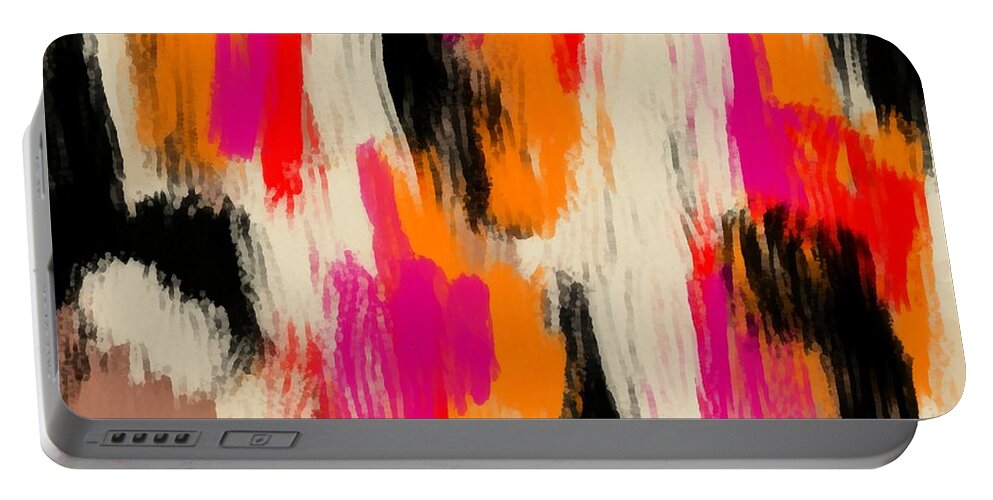 Delynn Portable Battery Charger featuring the digital art Red Pink Black Brown Digital Abstract Painting by Delynn Addams