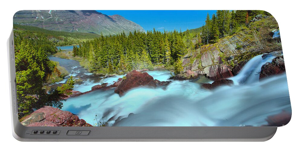 Red Rock Falls Portable Battery Charger featuring the photograph Red Rock Falls Spring Gusher by Adam Jewell