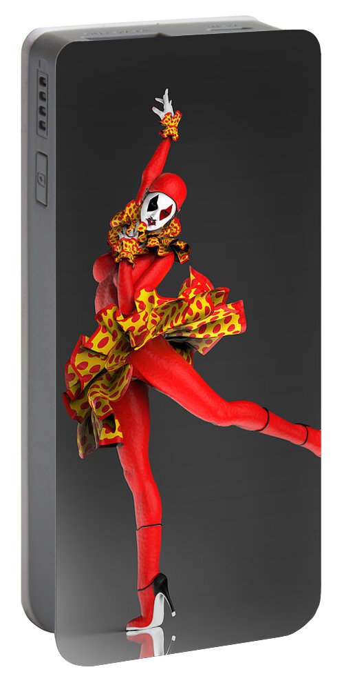 Model Portable Battery Charger featuring the digital art Red Spanish Pierrette by Joaquin Abella