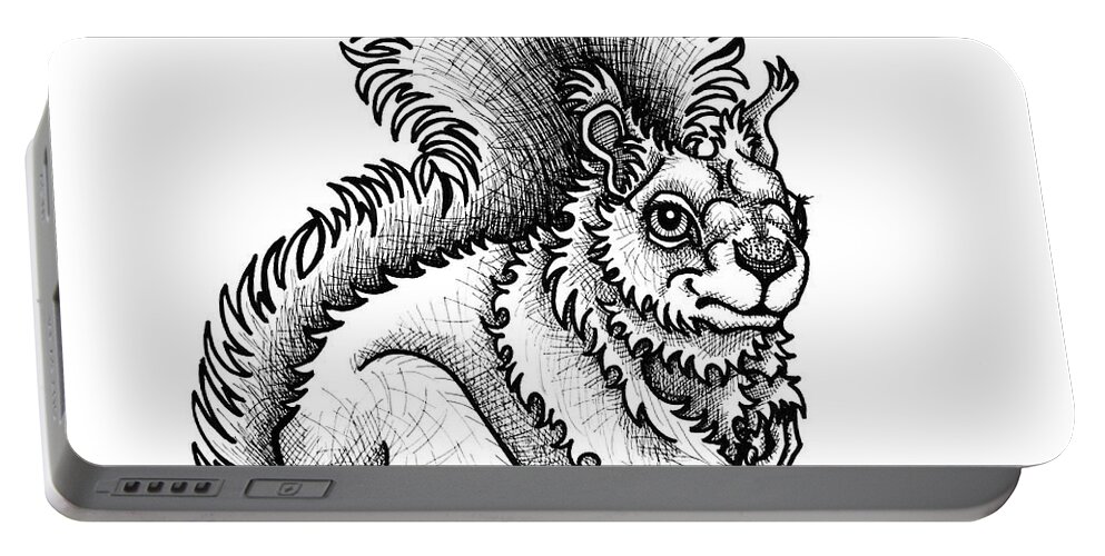 Animal Portrait Portable Battery Charger featuring the drawing Red Squirrel by Amy E Fraser