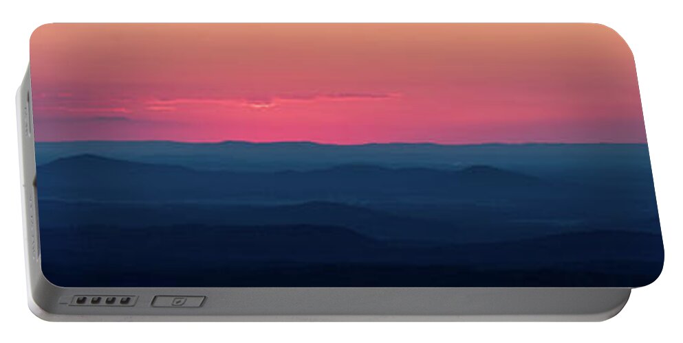 Alabama Portable Battery Charger featuring the photograph Red Sunset over the foothills of Mount Cheaha in Alabama by James-Allen