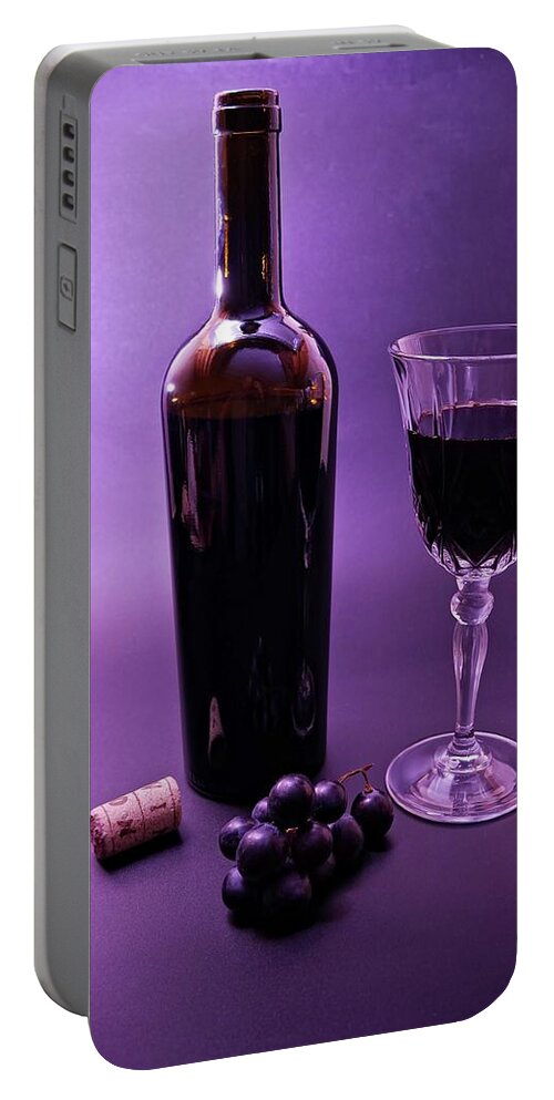 Red Portable Battery Charger featuring the photograph Red wine display by Martin Smith