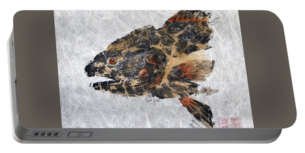 Redfish Portable Battery Charger featuring the painting Redfish Head with no Border by Adrienne Dye