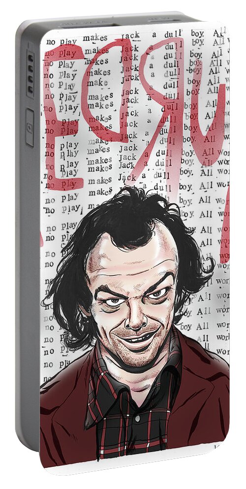 The Shining Portable Battery Charger featuring the digital art Redrum by Kynn Peterkin