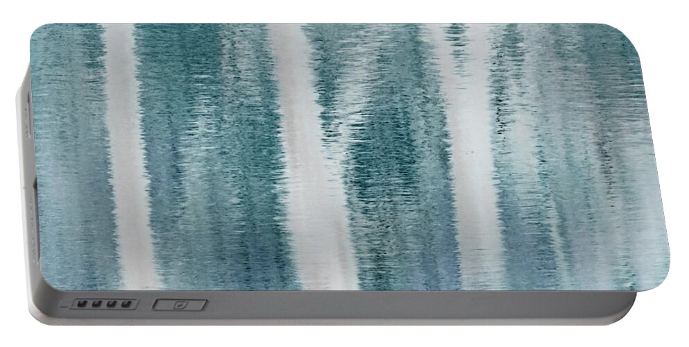 Abstract Portable Battery Charger featuring the photograph Reflection in Blues by Ira Marcus
