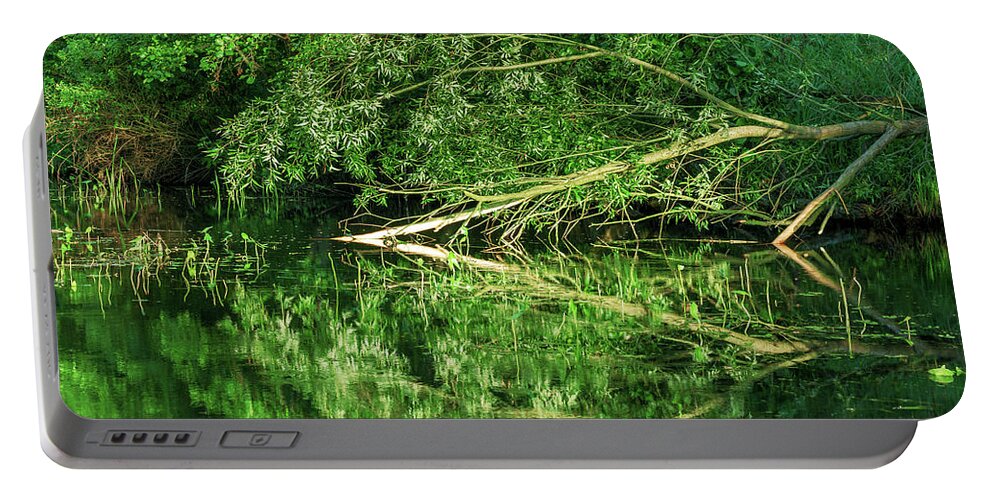Spreewald Portable Battery Charger featuring the photograph Reflection in the Spreewald by Sun Travels