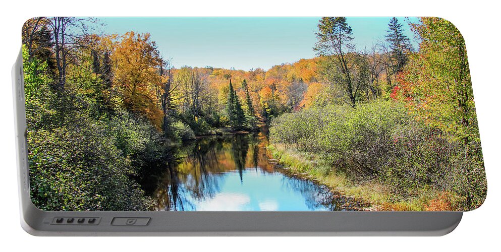 Autumn Colors Portable Battery Charger featuring the photograph Reflections of Fall in Wisconsin by Dawn Richards