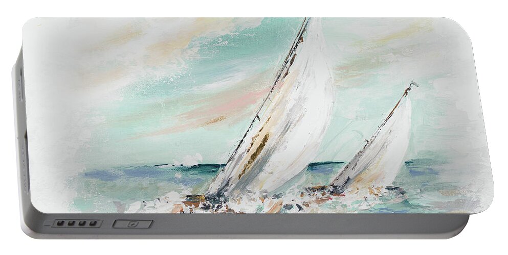 Regatta Portable Battery Charger featuring the painting Regatta by Patricia Pinto