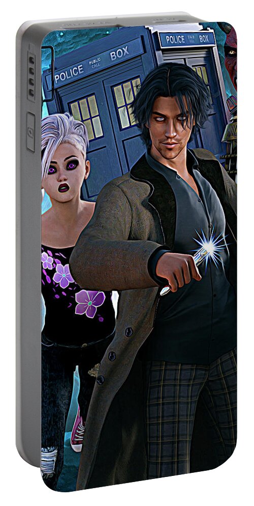 Doctor Who Portable Battery Charger featuring the digital art Regeneration by Robert Hazelton